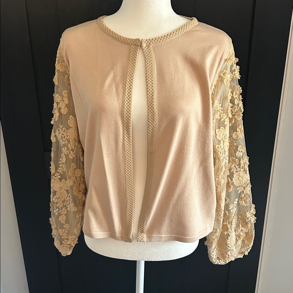 Sioni Tan Knit Top with Textured Detail